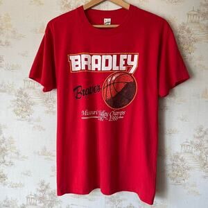 Vintage 1988 Bradley Braves Basketball T-Shirt | 80s Screen Stars | Sz L (20x27)
